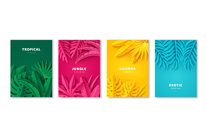 Tropical leaves poster design