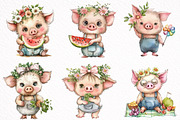 Whimsical Summer Pig Clipart, an Illustration by DreamArtGraphic (Thumbnail 4 of 8)
