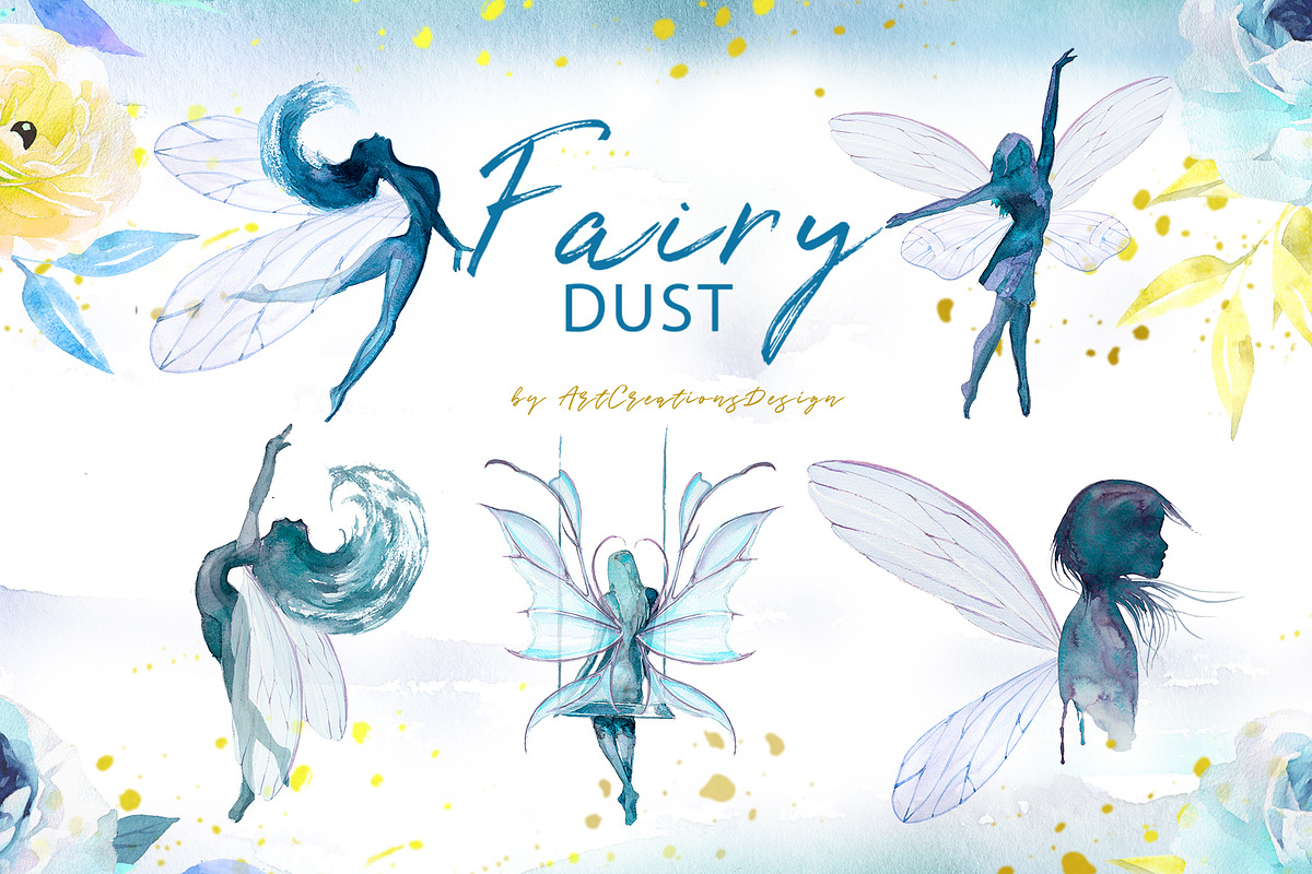 Watercolor Fairy Dust Clipart Set, a Person Illustration by ArtCreationsDesign (Photo 4 of 10)