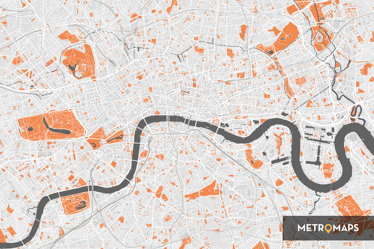 London Map – Orange, an Illustration by MetroMaps (Photo 2 of 3)