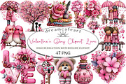 Watercolor Valentine's Day Clipart, an Illustration by DreamCafeArt (Thumbnail 1 of 6)