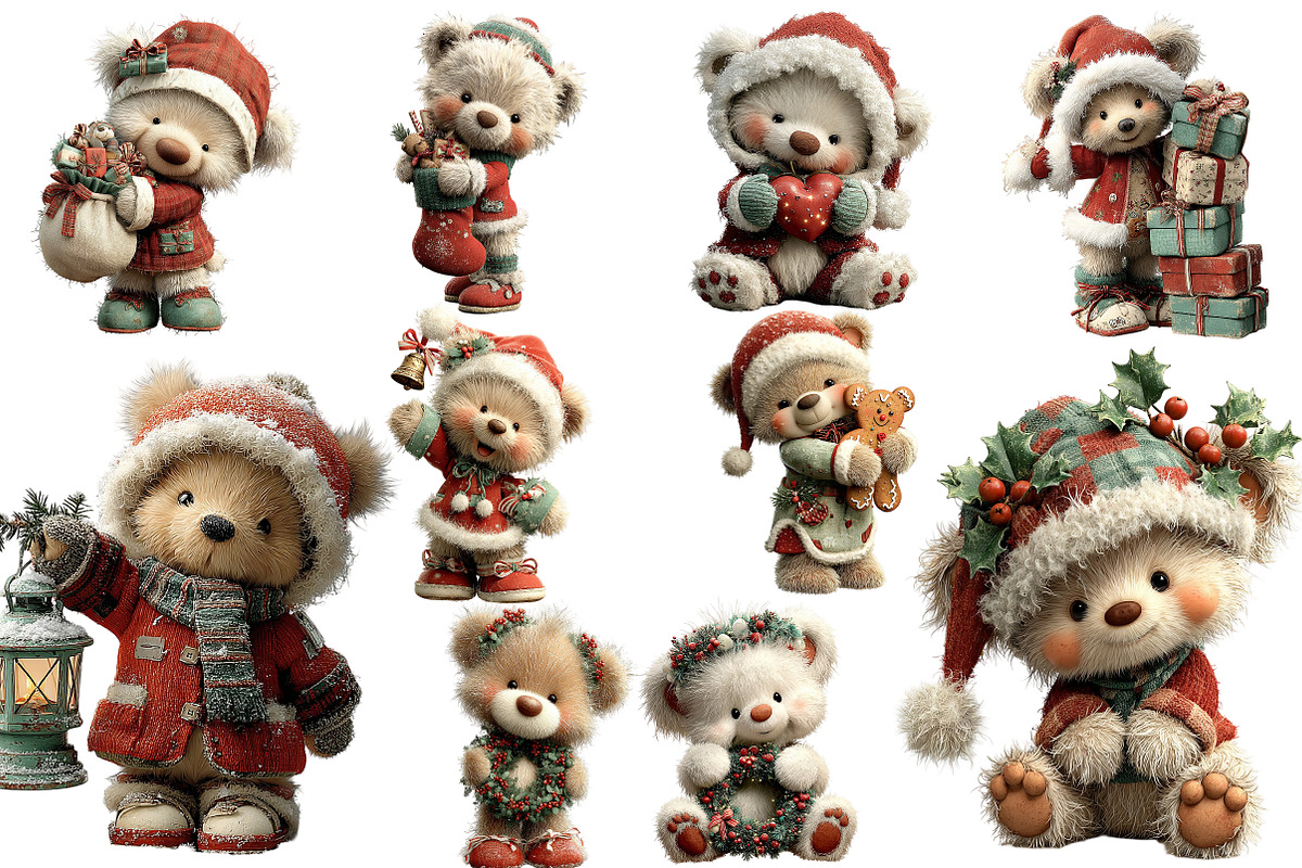 Sweet Santa Bears Clipart, an Illustration by Craft Nest (Photo 7 of 11)