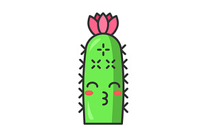 Hedgehog Cactus Kawaii Character