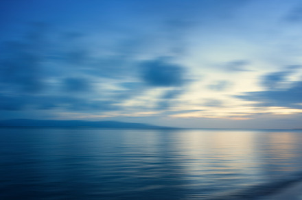 Blurred  blue sea sunset, an Abstract Photo by Olezzo
