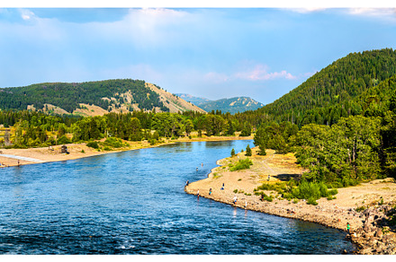 Fishermen along Snake River in Grand, a Nature Photo by Leonid Andronov