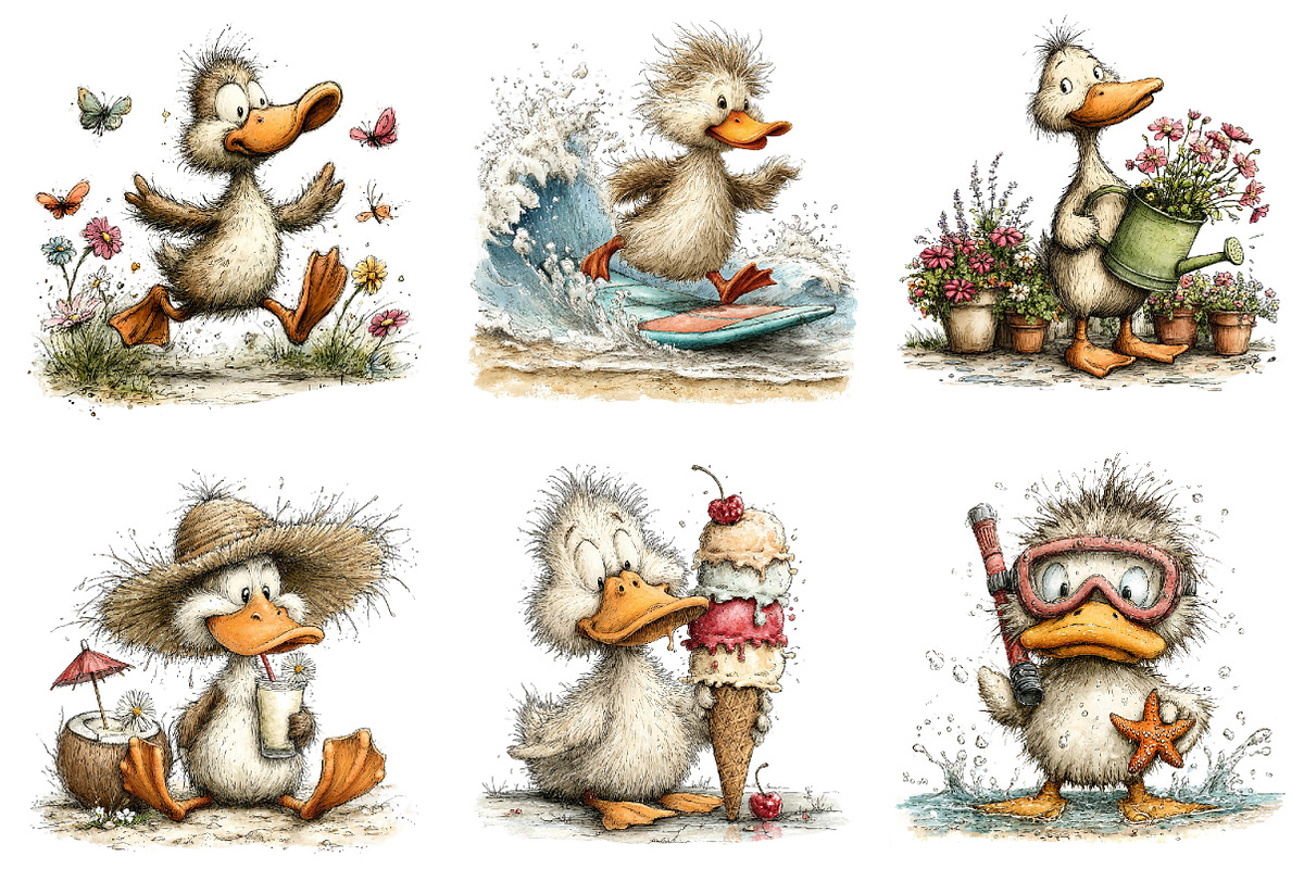 Whimsical Summer Duck Clipart, an Illustration by Dream Creation (Photo 4 of 6)