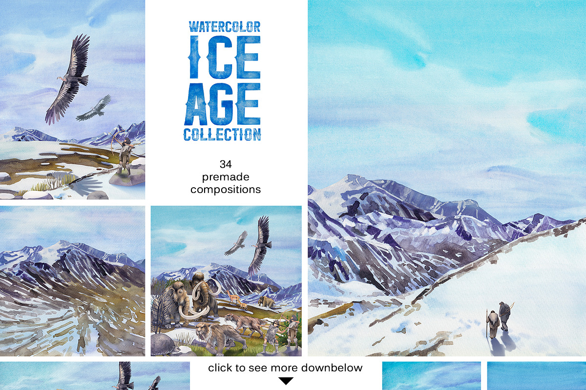 Watercolor ICE AGE collection, an Animal Illustration by Ekaterina Glazkova (Photo 5 of 9)