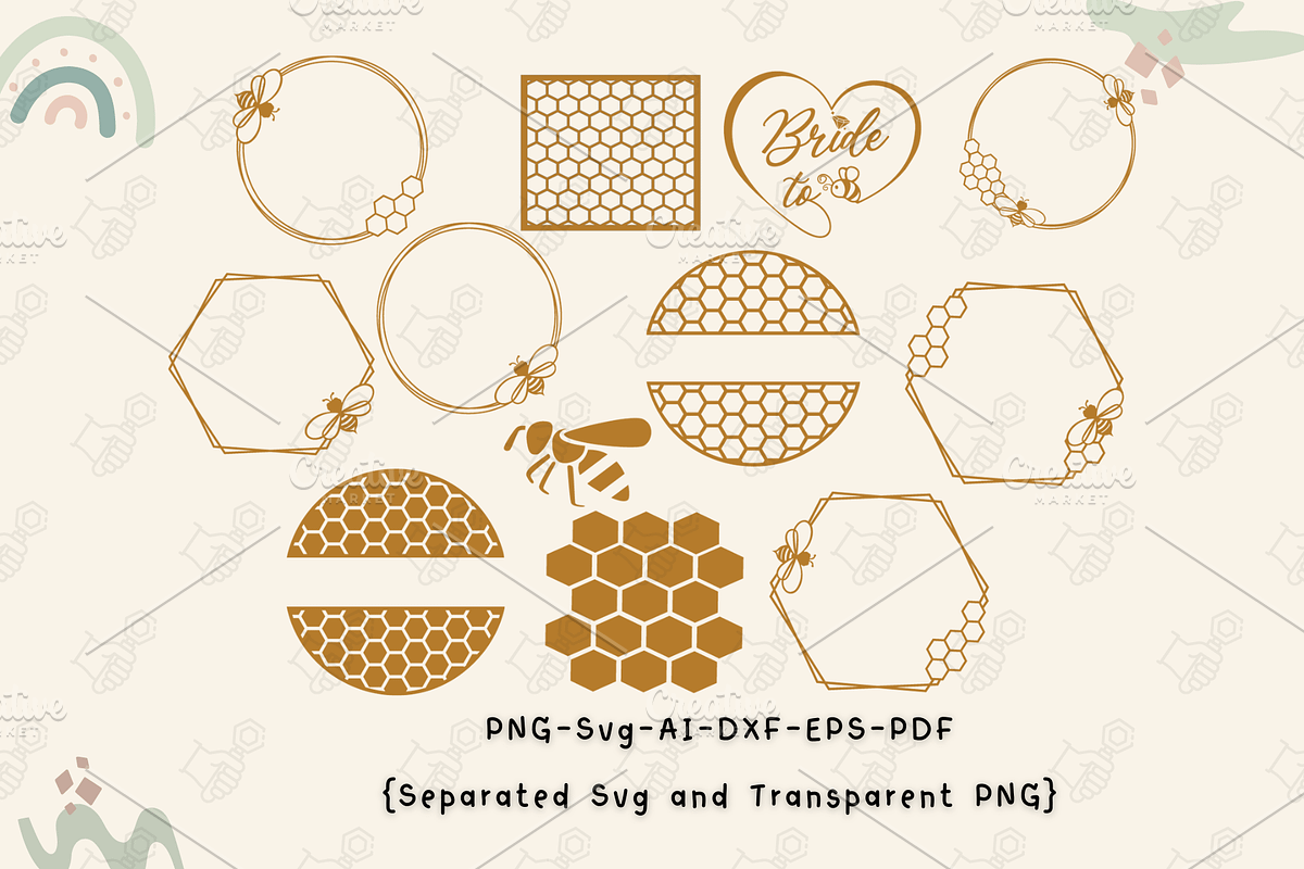 Honeycomb svg, honey split monogram, an Object Graphic by Cheerful World