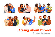 Children care about senior parents, a Person Illustration by Good Studio (Thumbnail 1 of 8)