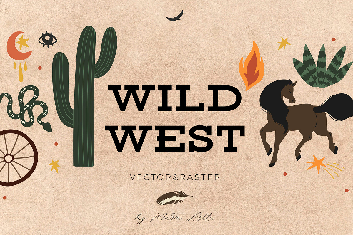 Wild West modern design set, an Animal Illustration by Beauty Drops (Photo 1 of 10)