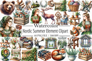 Nordic Summer Element Clipart, an Illustration by Libby Wishes