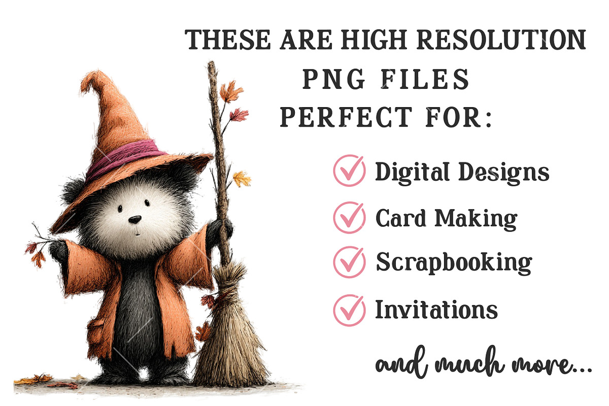 Cute Halloween Woodland PNG Clipart, a Seasonal Illustration by OK Design (Photo 6 of 6)