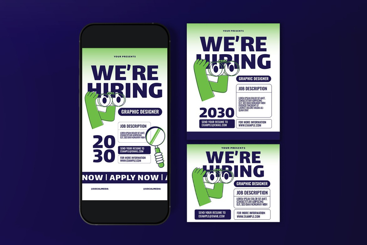 Green Hiring Designer Flyer Set, a Flyer Template by graphicook (Photo 3 of 3)
