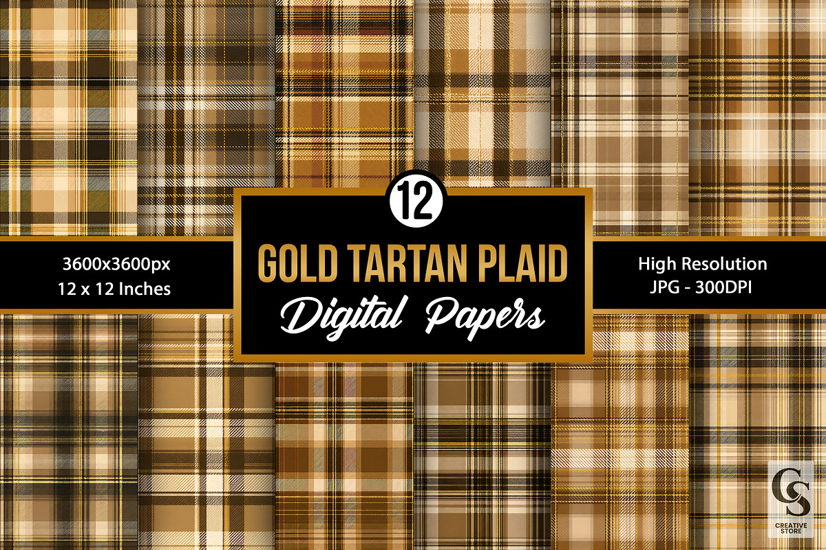 Gold Tartan Plaid Seamless Pattern, a Pattern Graphic by Creative Store (Photo 1 of 5)