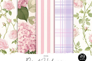 Rose Hydrangea Digital Paper, a Background Graphic by Design Scotch