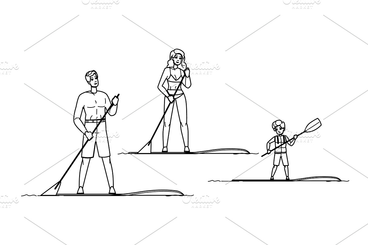 board paddleboarding vector, a Person Illustration by pikepicture