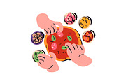 Pizza making, recipe steps set, a Food Illustration by PaperTrident (Thumbnail 5 of 8)