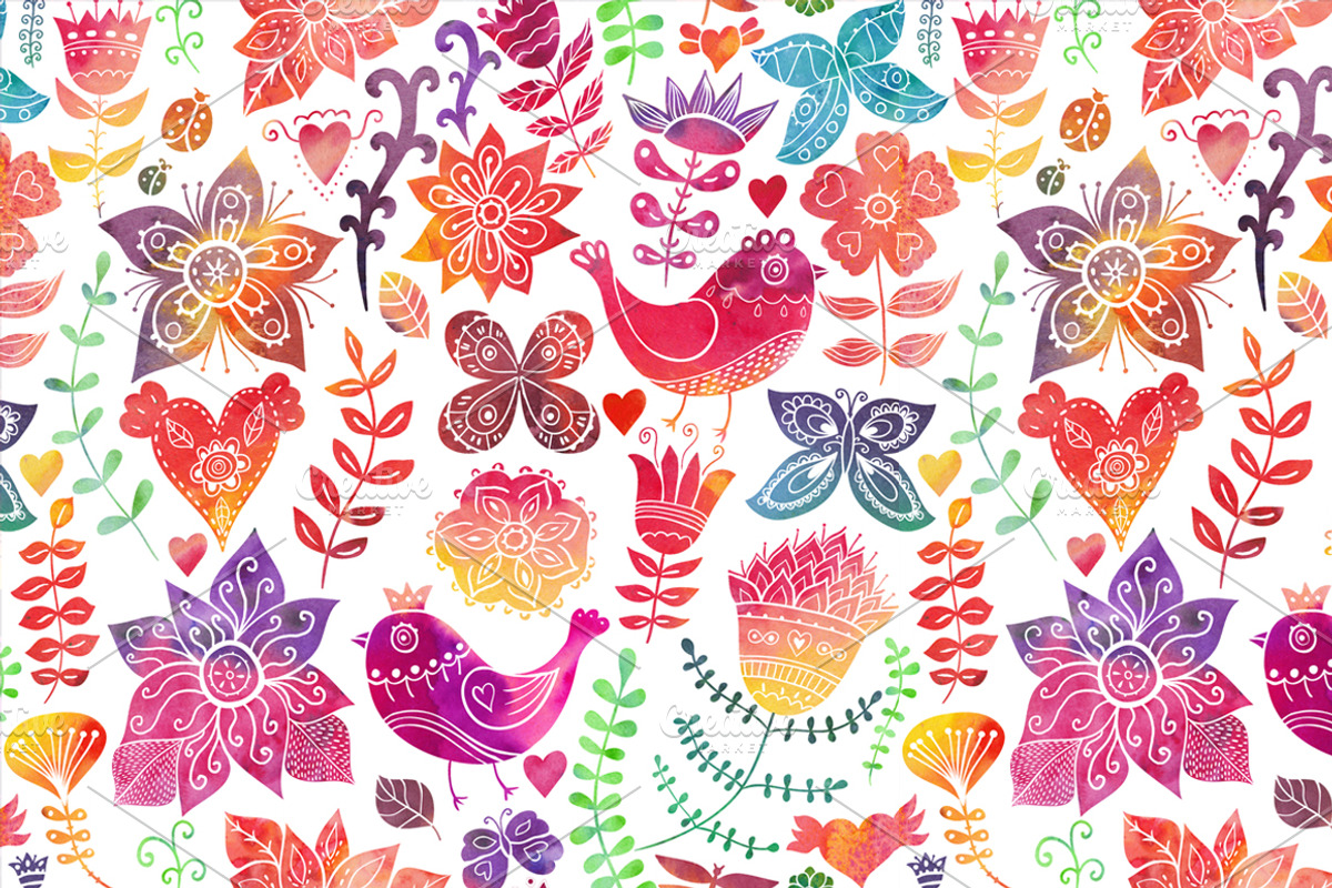 Watercolor floral pattern preview 2