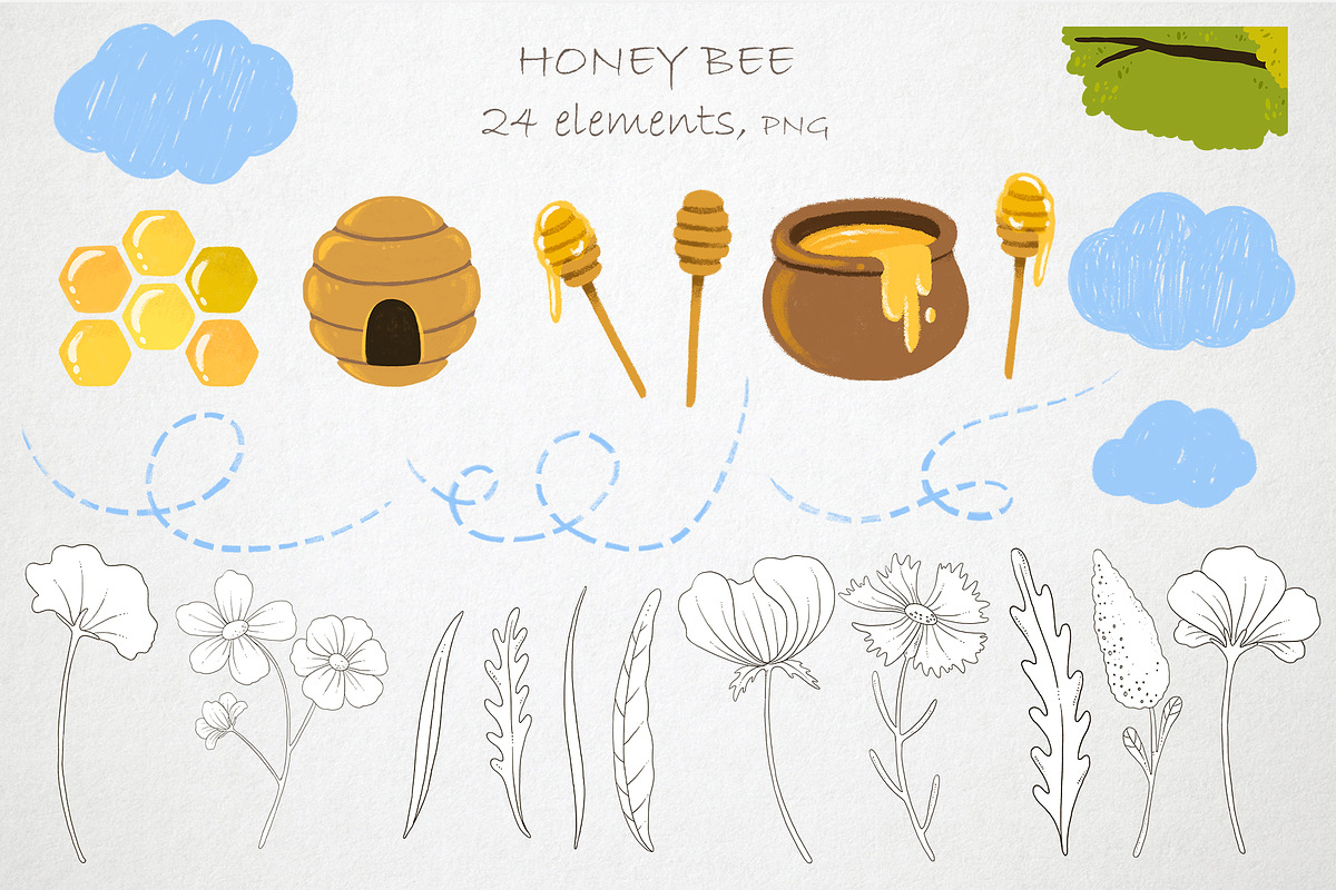 Cute Honey Bee Clipart, a Food Illustration by LukaJreym (Photo 3 of 10)