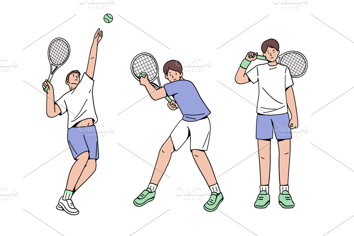 Tennis Player Illustration Pack, an Object Graphic by Sinando Studio (Photo 3 of 5)