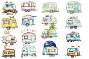 Watercolor Camping van Clipart, an Illustration by Designworld (Thumbnail 2 of 4)