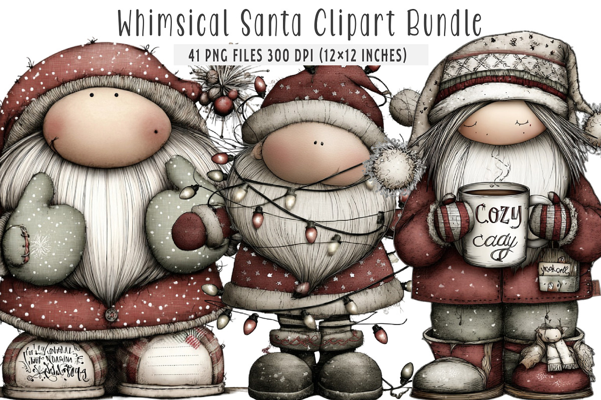 Whimsical Santa Clipart, an Illustration by SinaCreation (Photo 1 of 6)
