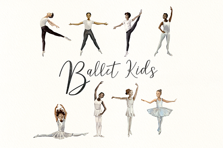 Kids Ballet Watercolor Clip Art Set, a Person Illustration by Tati Bordiu