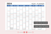 Calendar 2024 Planner Simple Style, a Stationery Template by WORAKAMON Design Studio (Thumbnail 1 of 5)
