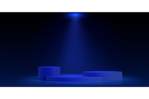 Three round podiums under spotlight, an Illustration by art PVP - market
