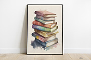 Books Watercolor Illustration, a Decorative Illustration by DigitalFad (Thumbnail 2 of 3)