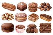 Watercolor Chocolate Dessert Clipart, a Food Illustration by Stellalunarts (Thumbnail 10 of 14)