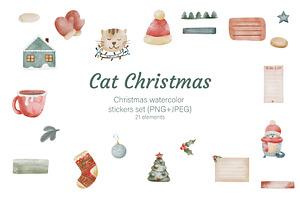 Cat Christmas Stickers Pack PNG