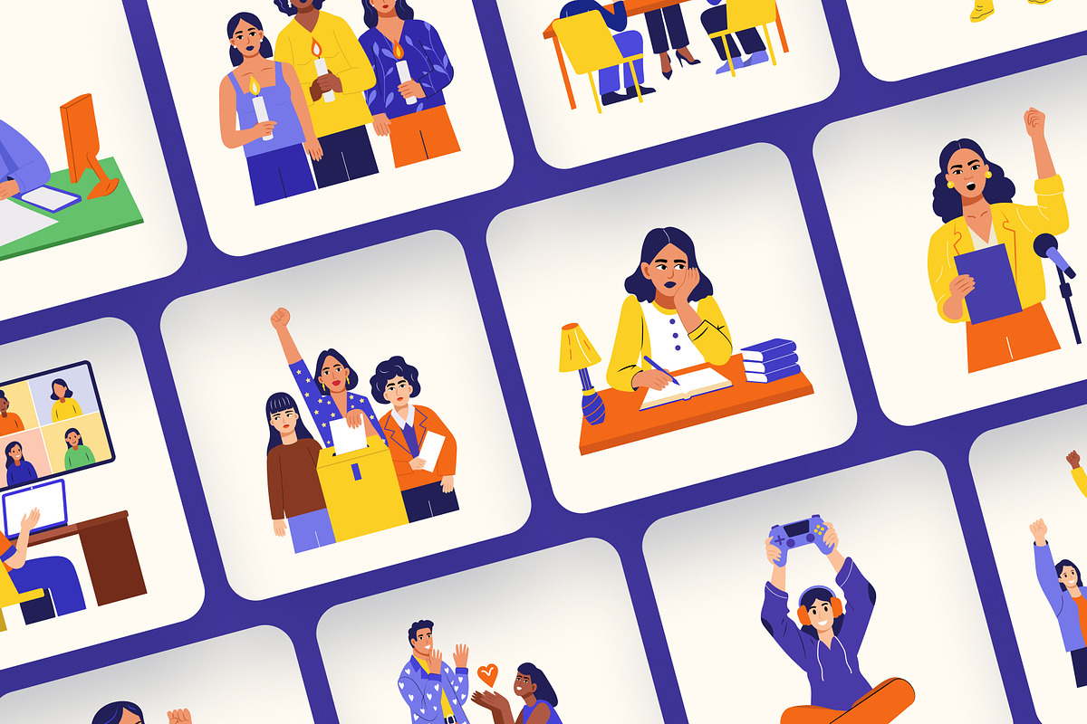 Animated Feminist Icons Illustration, a Person Illustration by Creative Stall (Photo 2 of 4)