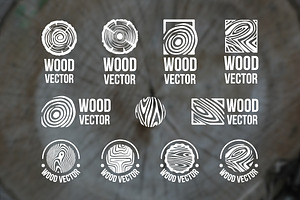 Set Of Wood Rings Texture Logo