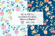 Summer Floral Seamless Pattern, a Pattern Graphic by StudioGlouna (Thumbnail 1 of 9)
