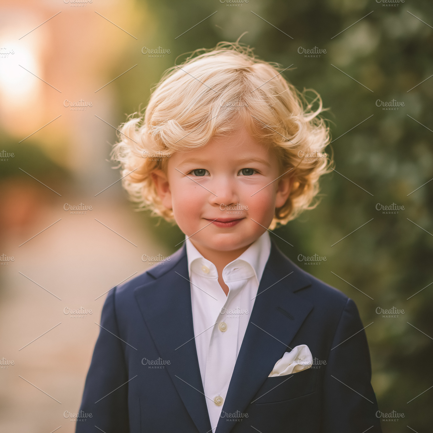 Child looking at camera with a happy smile. Young boy with curly, a Person Photo by Studio ANNA
