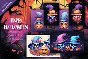Set Halloween Skull posters. Clipart, a Decorative Illustration by KENO Mascots (Thumbnail 1 of 5)