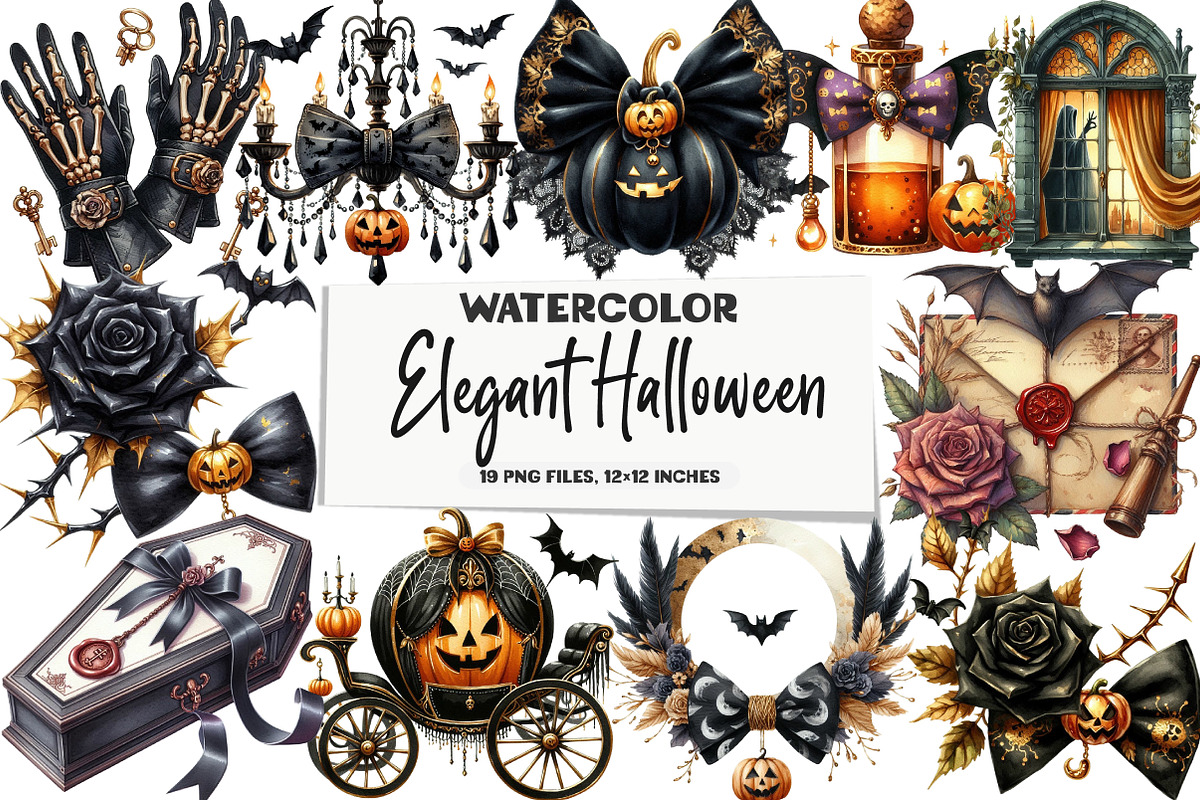 Elegant Halloween Clipart, an Illustration by DreamArtGraphic (Photo 1 of 5)