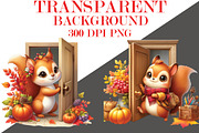 Cute Autumn Squirrel with House, a Seasonal Illustration by Craft Nest (Thumbnail 4 of 4)