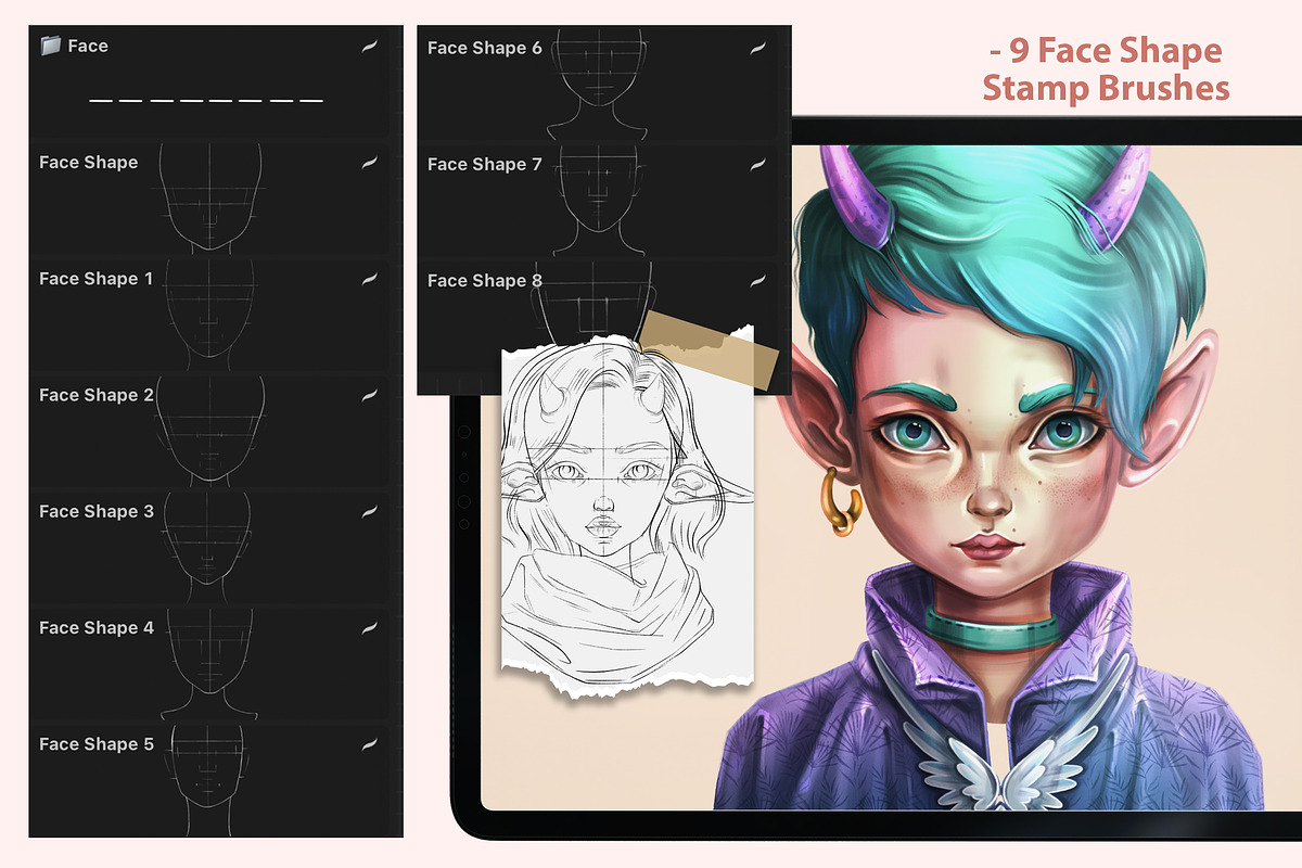 PROCREATE PORTRAIT CREATOR TOOLKIT, a Brush Add-On by AlexandraArt (Photo 12 of 14)