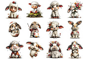 Funny Easter Lamb Bunny Clipart, an Illustration by DreamArtGraphic (Thumbnail 5 of 5)