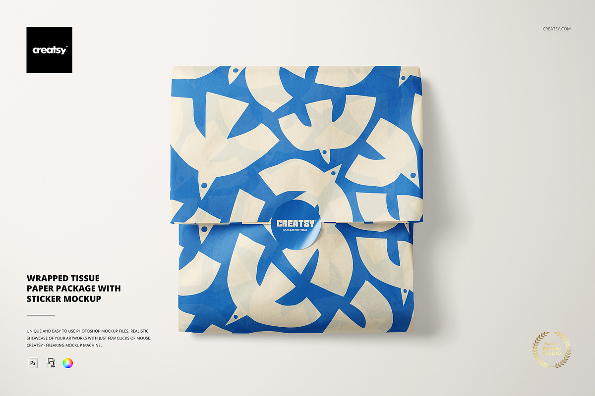 Wrapped Tissue Paper Mockup Sticker, a Packaging Mockup by creatsy5 (Photo 1 of 7)