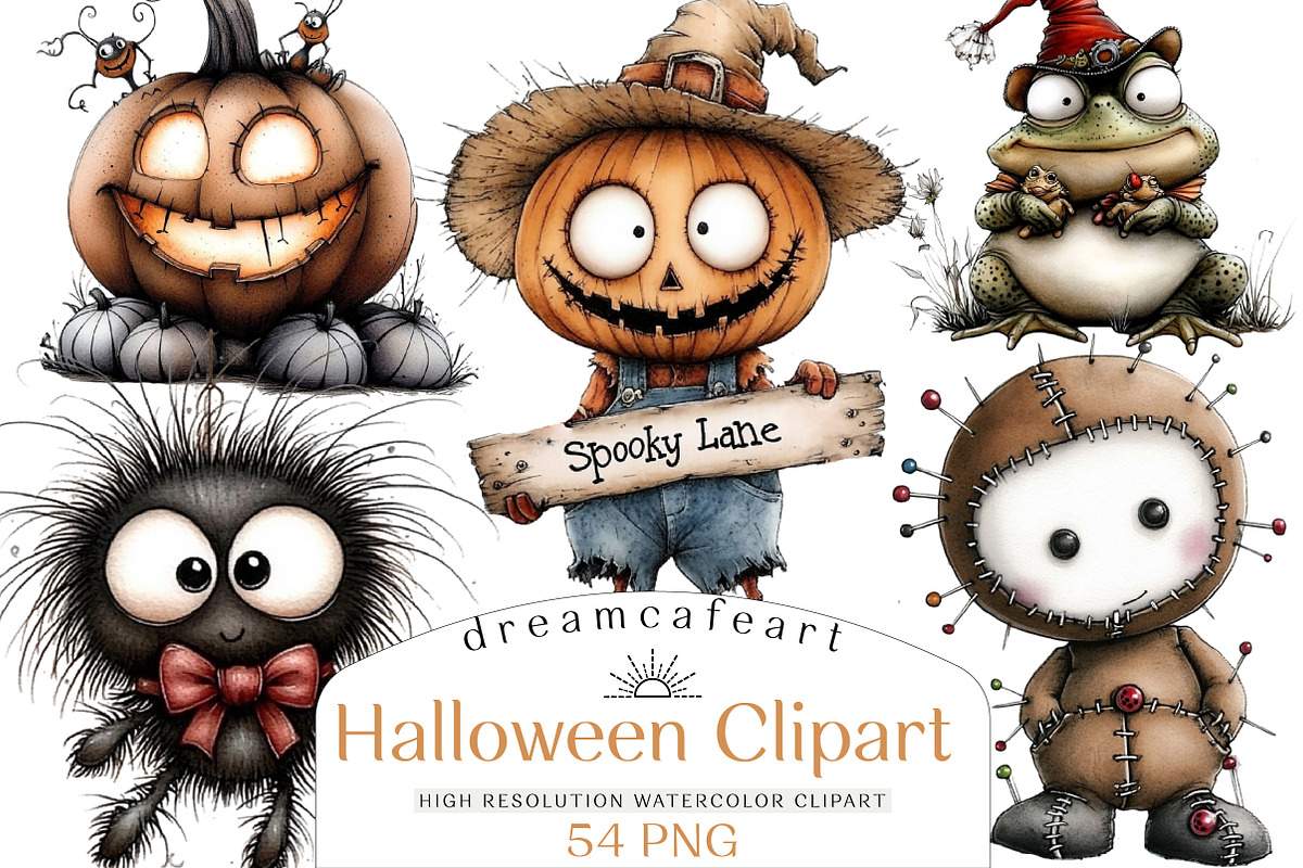 Halloween Clipart Bundle, an Illustration by DreamCafeArt (Photo 1 of 7)
