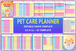 Printable Pet Care Planner, a Stationery Template by Designmela01