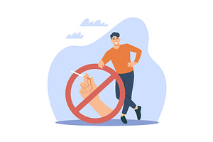 Prohibition of smoking. Guy who quit, an Object Illustration by YummyBuum