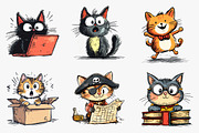 Quirky Funny Cat Clipart, an Illustration by CreationArt (Thumbnail 3 of 4)
