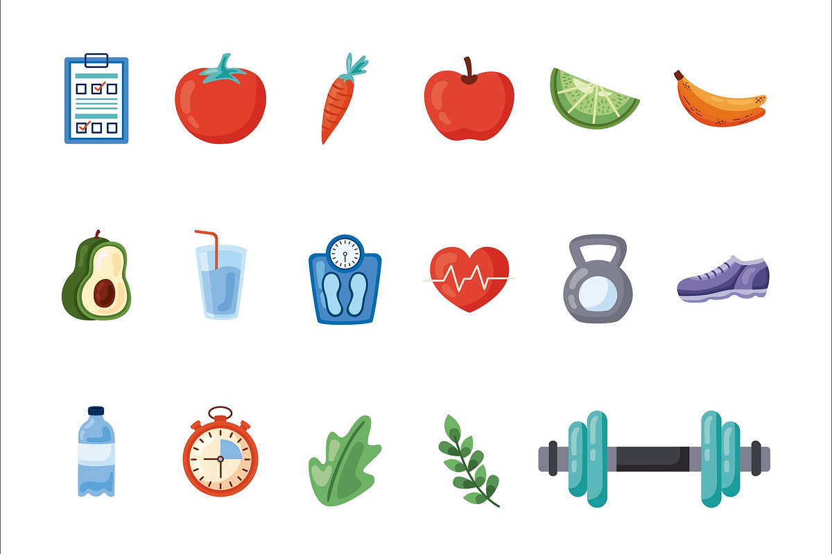 Health Lifestyle Illustrations Set, a Sport Illustration by studiogstock (Photo 1 of 3)