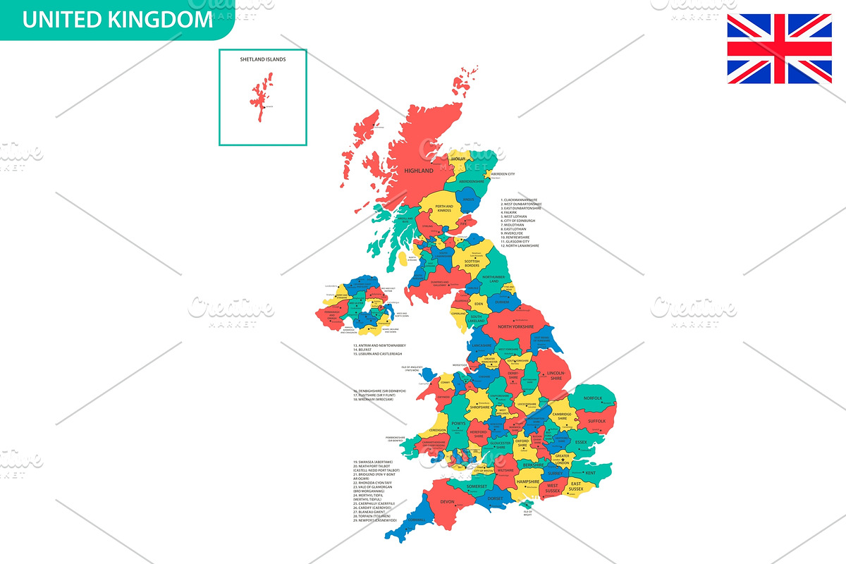 Detailed map of Great Britain, an Illustration by Vector Shop (Photo 2 of 5)
