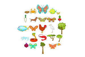 Flower Insects Icons Set