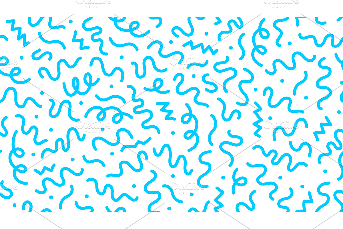 Blue squiggle line pattern, a Decorative Illustration by Vector Tradition